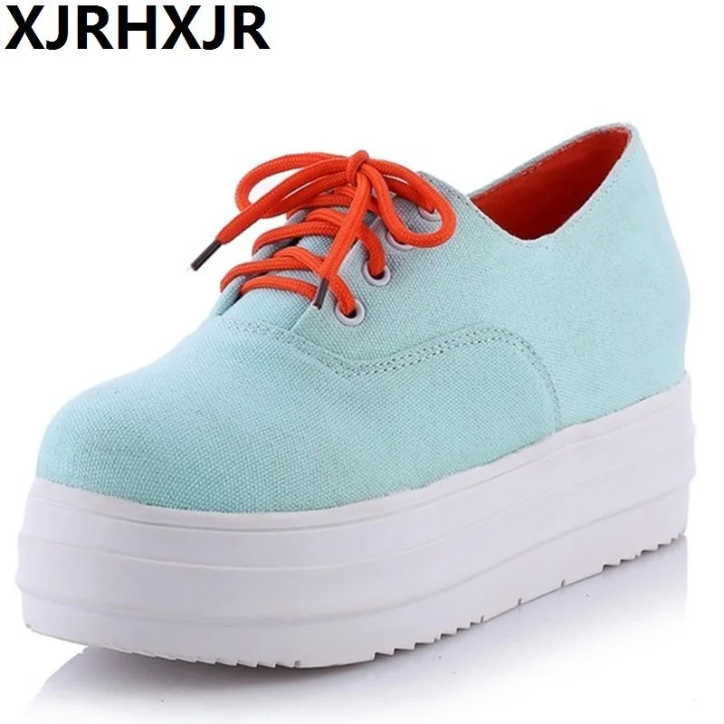 

31-43 Hot Sale New Women's High Quality Canvas Platform Shoes Breathable Lady Casual Shoes Lace Up Girls Loafers Flats Sneakers
