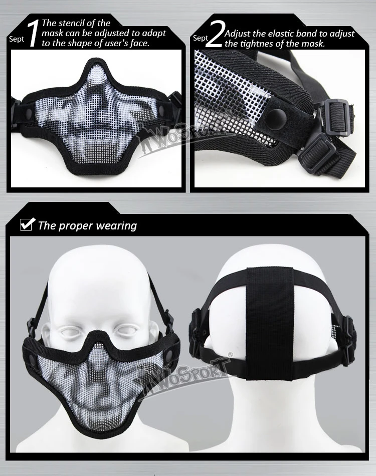 military airsoft AR 15 tactical paintball accessories protective V1 half face dual-band scouts mask for hunting HT16-001A (4)