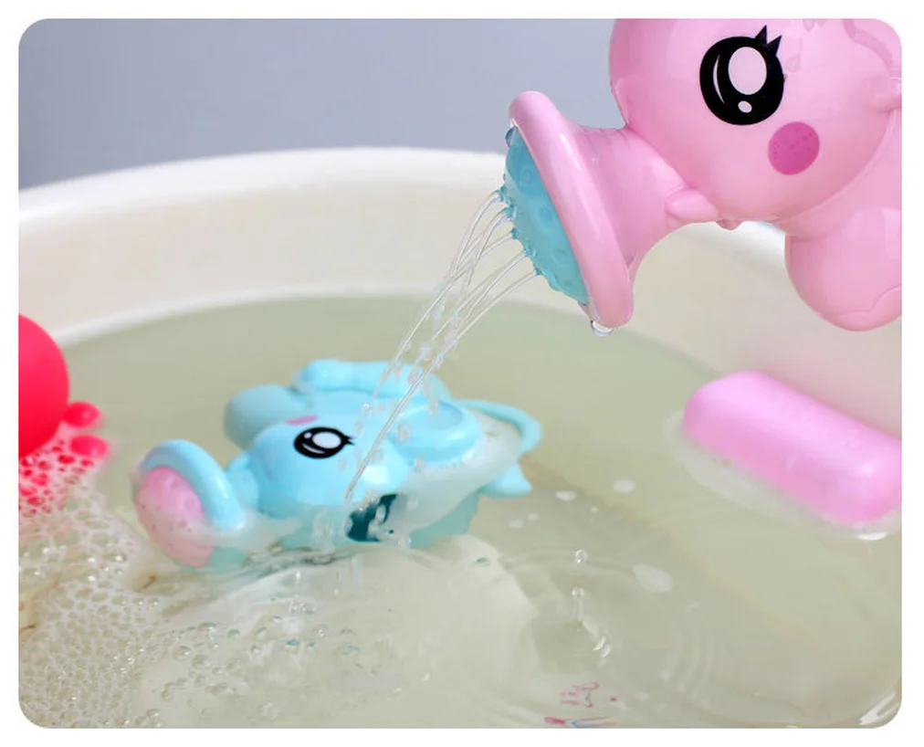 

2019 Newborn Plastic Elephant Watering Pot Bath Toys Cute Baby Cartoon Baby Bath Shower Tool Water Toys For Kids Children