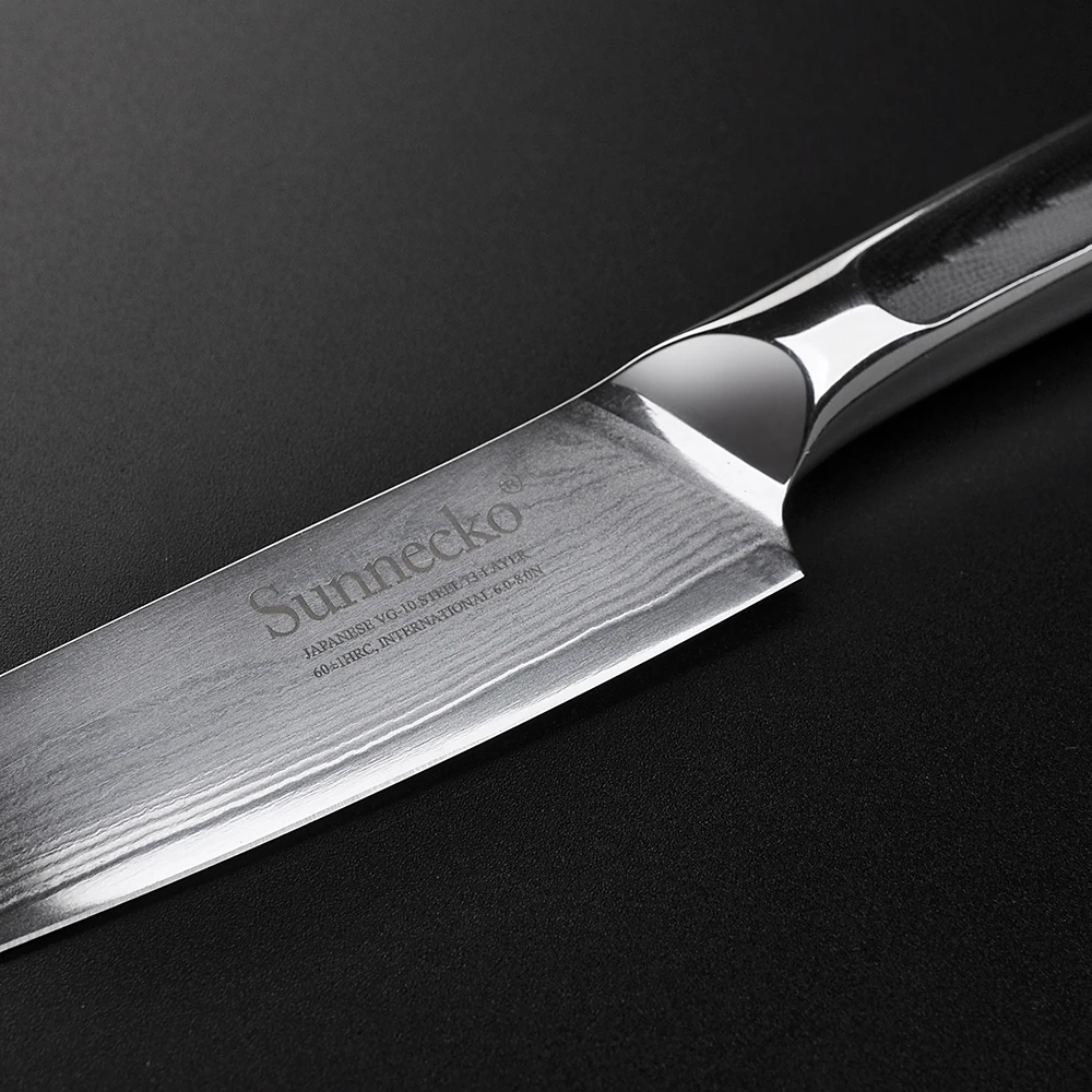 SUNNECKO 3 шт Кухня Набор ножей Santoku ножи для чистки овощей и фруктов японский VG10 Дамаск стальная бритва Sharp G10 ручка шеф-повар с инструменты