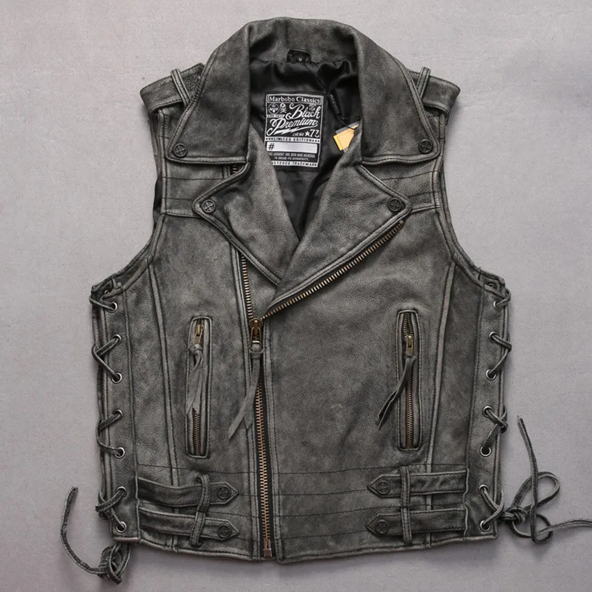 distressed leather vest