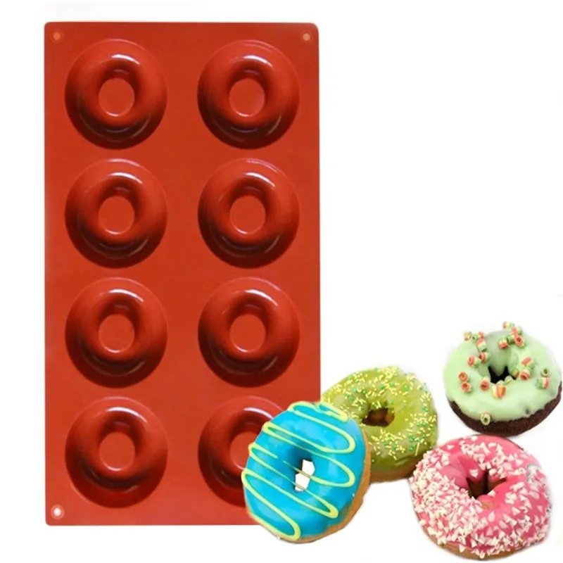 

8 Hole Donuts Biscuits Chocolate Cake Silicone Mold Ice Cubes Soap Cookies Mould Decorating Fondant Molds DIY Jelly Baking Tools