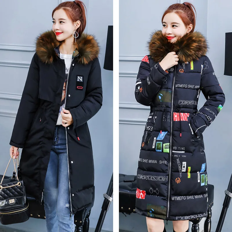 Double Two Sides New Arrival Women Winter Jacket Hooded With Fur Collar Ladies Outwear Parka Long Coat High Quality - Цвет: Черный