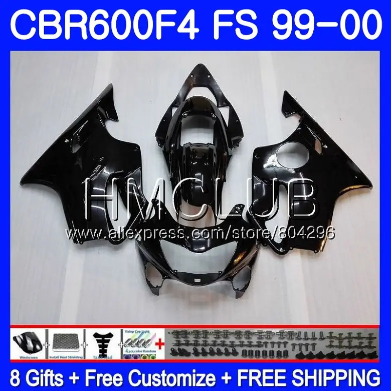 Кузов глянцевый черный для HONDA CBR600F4 CBR600 F 4 RR CBR600 F4 99 00 60HM. 2 CBR 600F4 CBR 600 FS CBR 600 F4 1999 2000 обтекатель - Цвет: No. 1