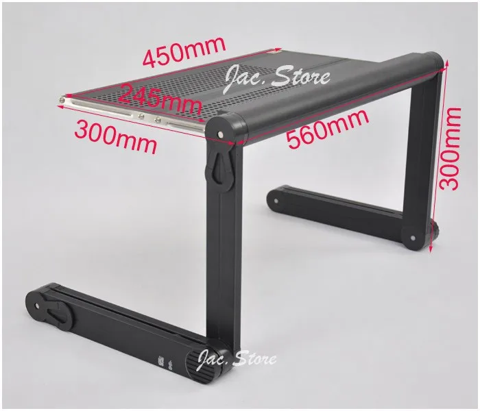 Light Yet Strong Folding Recliner Laptop Table with Big Fan and Double Mouse Pad Full Black Color