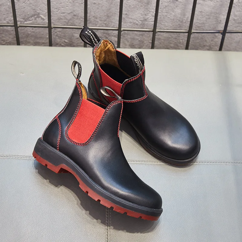 

2019 Men And Wome Chelsea Boots Quality Platform Warm Motorcycle Boots Couple Boots Women's Punk Ankle Boots Plus Size 35-44