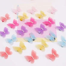 5 шт. заколки для волос карамельного цвета с бантом и бабочкой для девочек, цветные заколки с бабочкой и жемчугом, головные уборы, модные аксессуары и клипсы для волос