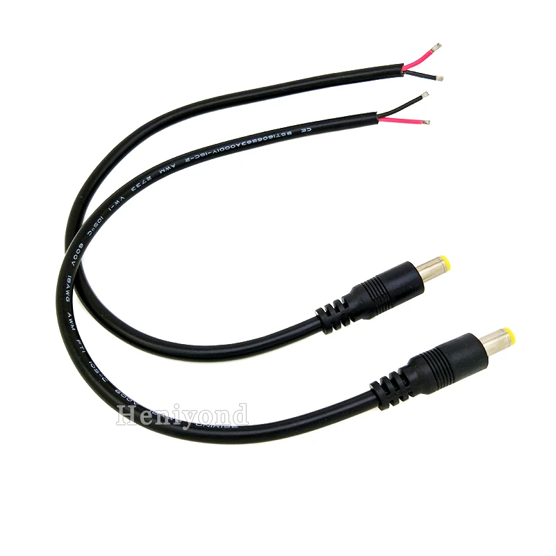High quality 18AWG 5PCS DC Jack 5.5x2.1mm plug power supply cord male Extension Cable /DC male for led strip or cctv camera
