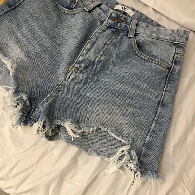 New high-waisted jeans for springsummer 2019 slim irregular wide-leg trousers and Korean baggy shorts for women's wear (9)