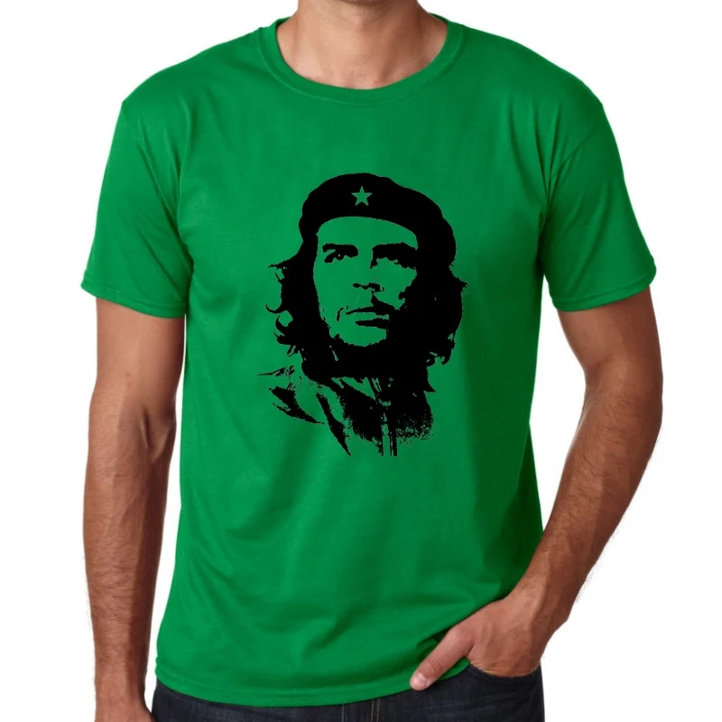 BLWHSA Che Guevara Hero, Мужская футболка, высокое качество, с принтом, хлопок, короткий рукав, футболки, хипстер, с рисунком, крутая мужская одежда - Цвет: Зеленый