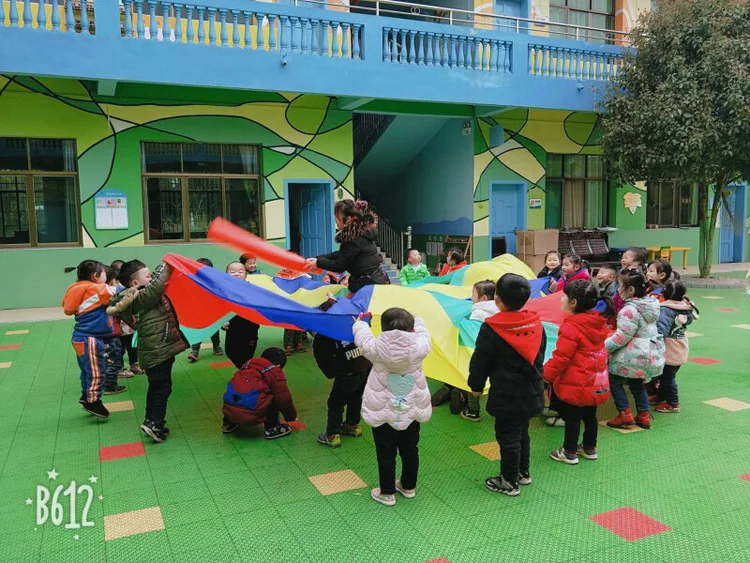Детский сад на открытом воздухе игры тыкать крот или прыгать-мешок Дети игры Радуга зонтик дети парашют с отверстиями тренировочное оборудование