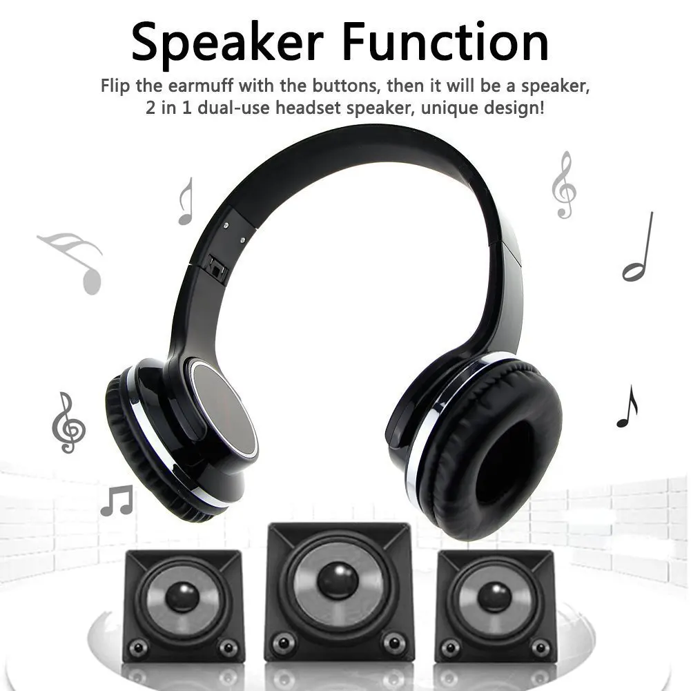Makescc 2 в 1 Bluetooth динамик + наушники двойного назначения с микрофоном Складной FM