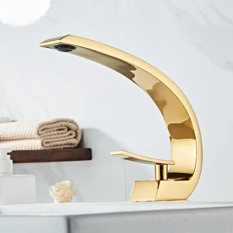 Kaufen Tuqiu Becken Wasserhahn Gold Bad Waschbecken Mischbatterie Messing waschbecken Wasserhahn Einzigen Griff Einzigen Loch Kran Für Bad 8 farben