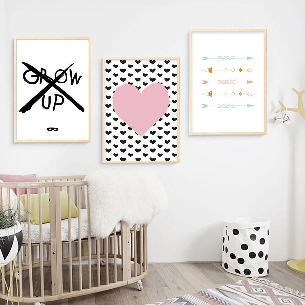 Unicorn-Pink-Heart-Arrow-Canvas-Art-Poster-Cartoon-Nursery-Quote-Print-Painting-Nordic-Wall-Pictures-Kids(2)
