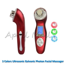 3MHZ 3 Colors Ultrasonic Facial Massager Galvanic Sonic Face LED Photon Skin Care Ultrasound Massage Body Beauty Spa Equipment
