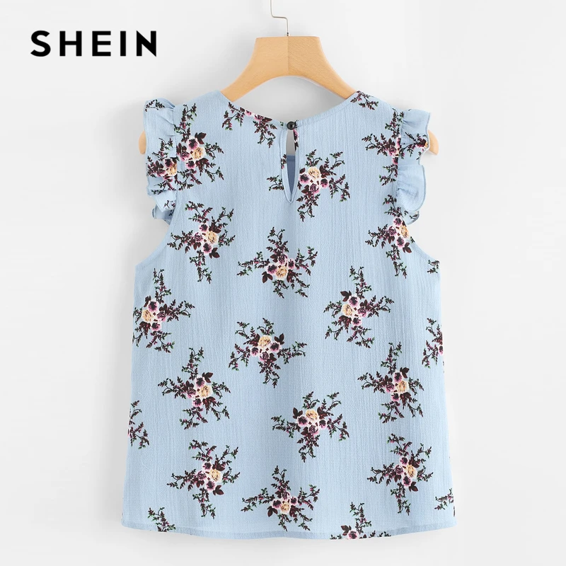 SHEIN Модный Топ С Цветочным Принтом Цветочный Летний Топ Женские Повседневные Блузки Без Рукавов