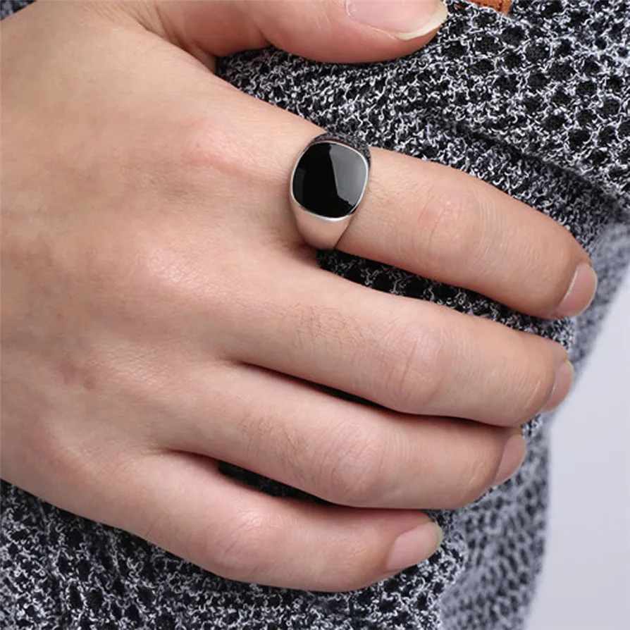 Модные кольца квадратная Большая Ширина перстень стальное мужское серебряное Золотое кольцо ювелирные изделия anel Новинка дропшиппинг#0914
