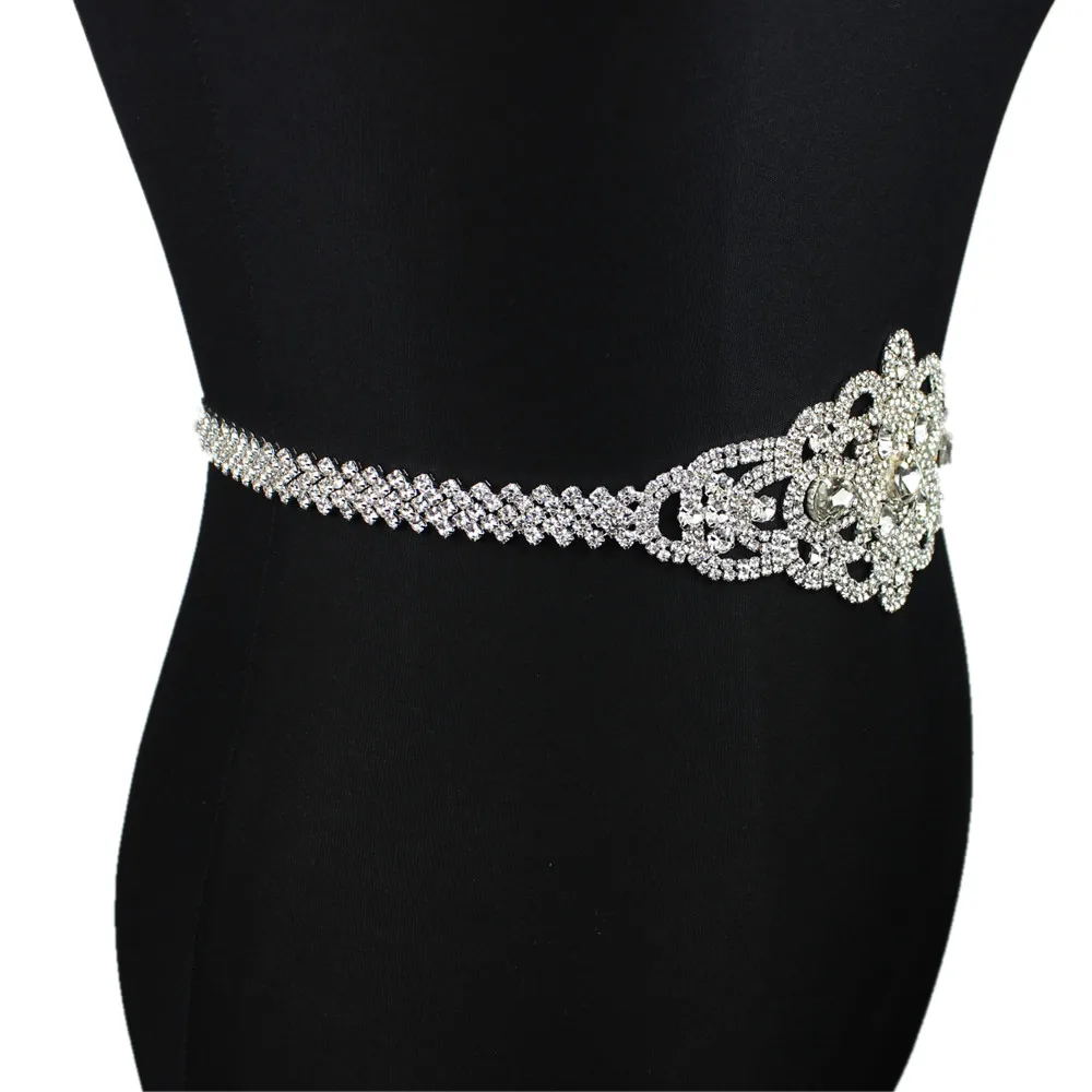 Handmade Silver Bridal Belt Rhinestone Waistband Applique Evening Prom Dresses Wedding decoration White Beige Sash Ribbon bridal waistband bridal dress decoration