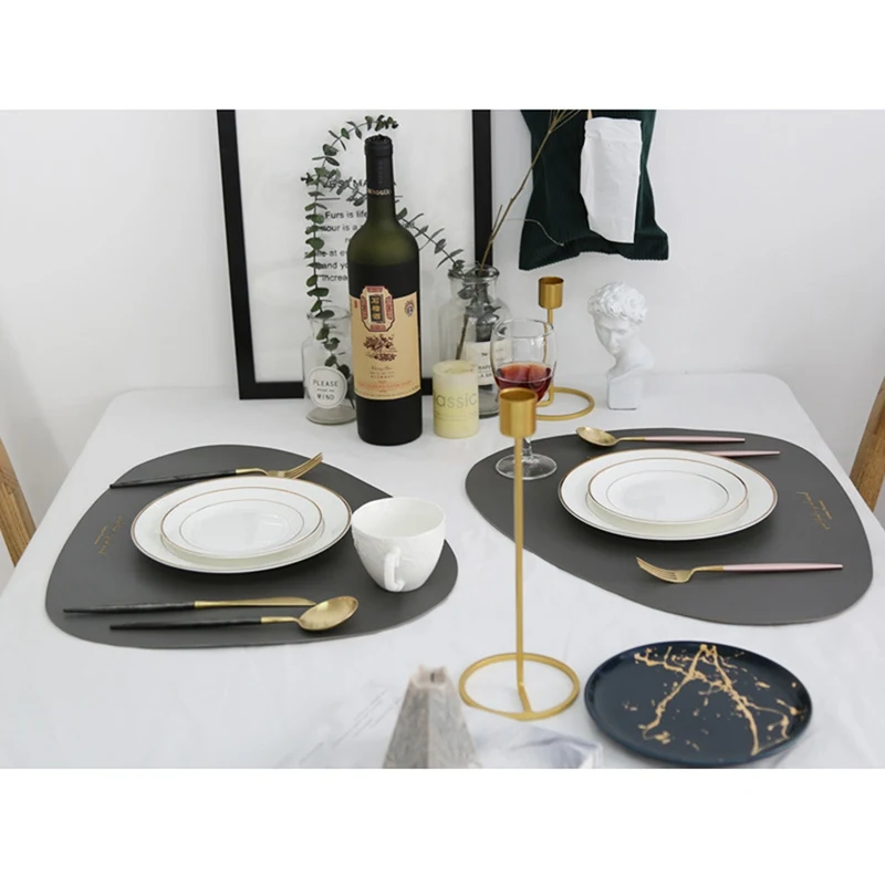 

PU Leather Placemat Oil-and Water-Resistant Heat Insulation Non-Slip Table Mat Disc Bowl Holder Pad Kitchen Table Decor