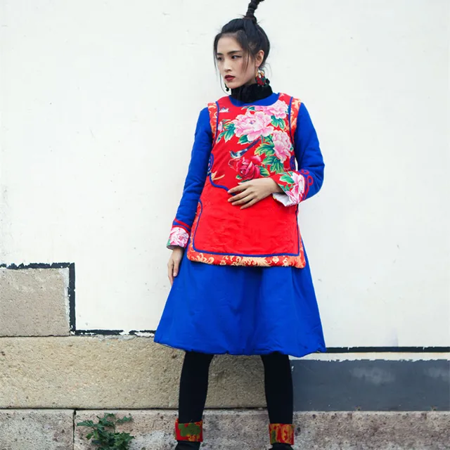 Cheap BOHOCHIC Original Vintage Ethnic Print Parkas Bohemian Plus Size Custom Design Winter Women Coat 2 Pieces AZ0674D Boho Chic