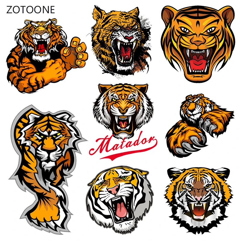 

ZOTOONE Tiger Head Iron on Transfer Patches Stripes on Clothing Diy Patch Heat Transfer for Clothes Decoration Stickers Gift G