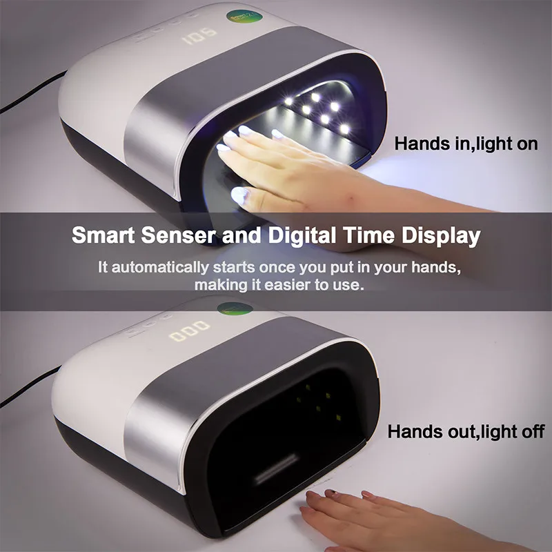 УФ-лампа безболезненная Сушилка для ногтей 72 Вт Светодиодный УФ-лампа для ногтей с умным таймером памяти цифровой таймер дисплей Сушилка для ногтей