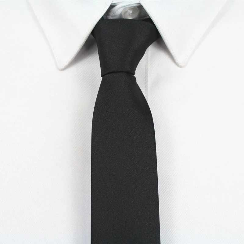 Men's Woven Necktie Silk Pure Black 5cm Skinny Slim Classic Business Casual Party Wedding woven necktie