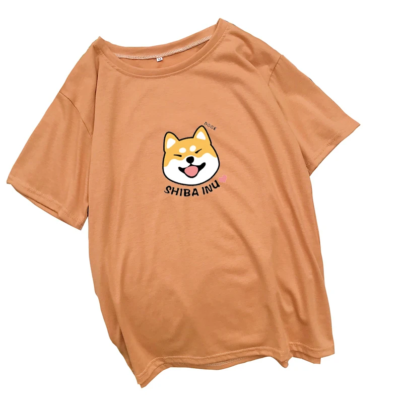 Для женщин Harajuku футболка Kawaii милые shiba Inu Doge печатных футболка корейский Стиль Уличная хлопковые топы эстетическое camisas mujer Тройник