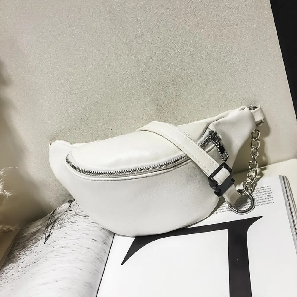 Aelicy Женская однотонная поясная сумка новая модная кожаная сумка-мессенджер с цепочкой женская сумка через плечо сумка на груди простая