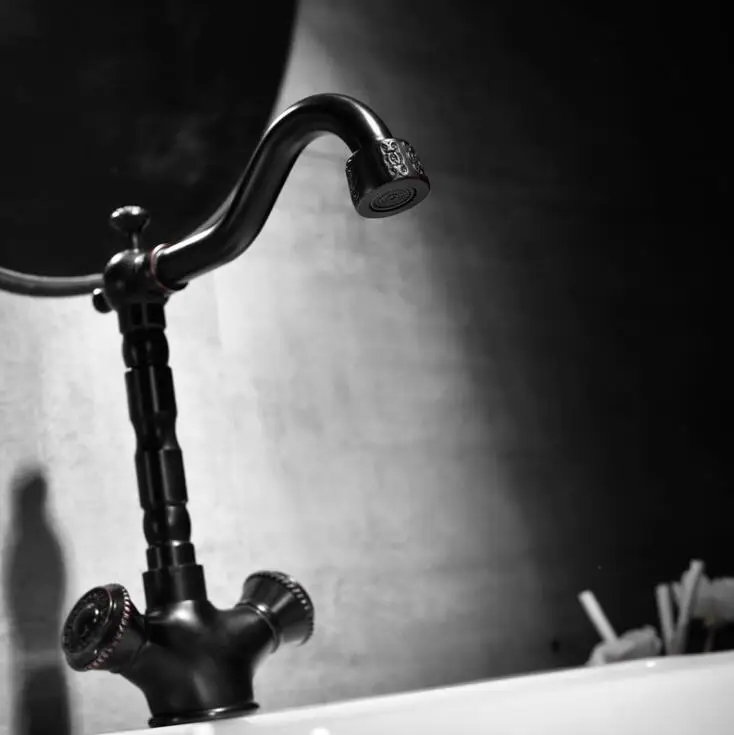 حوض الحنفيات الأسود العتيقة النحاس مزدوجة عبر مقبض الحمام بالوعة صنبور طويل القامة قطب صنبور Bathbasin الغرور خلاط الصنابير B563 حوض الحنفيات الأسود العتيقة النحاس مزدوجة عبر مقبض الحمام بالوعة صنبور طويل القامة قطب صنبور Bathbasin الغرور خلاط الصنابير B563