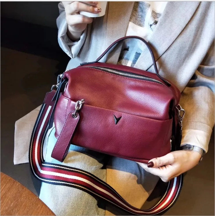 New Arrival 2019 Genuine Leather Bags Women Vintage Pillow Cow Leather Handbag Ladies Solid Casual Cross body Bolsa Feminina Tot