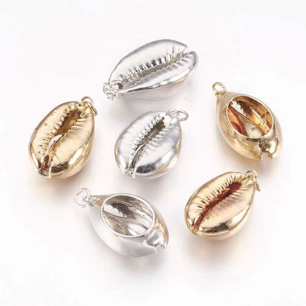 

Pandahall 10pcs Electroplated Small Shell Pendants DIY Handmade Charm Necklaces Bracelet Earring Jewelry Making Golden/Silver