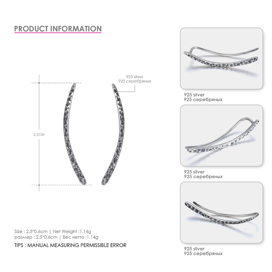 Браслеты на руку eManco клип на серьги со шпилькой, для Для женщин Элегантные 925 пробы серебряные серьги-гвоздики серьги, пирсинг Для женщин серьги, изящные украшения Прямая