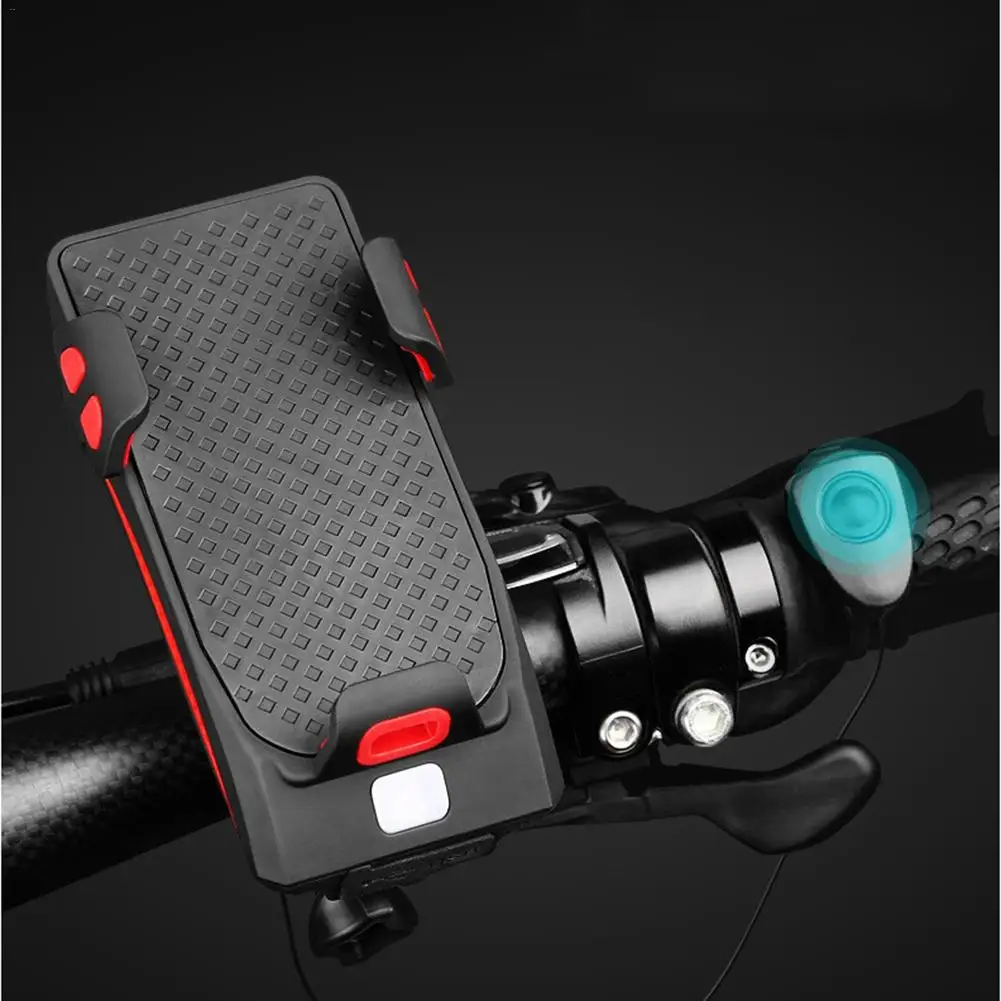 Excellent Bicycle Bike Light With Mobile Phone Holder Stand Multi Functional For Outdoor Riding Cycling Headlight Horn 2000mAh Charging 5