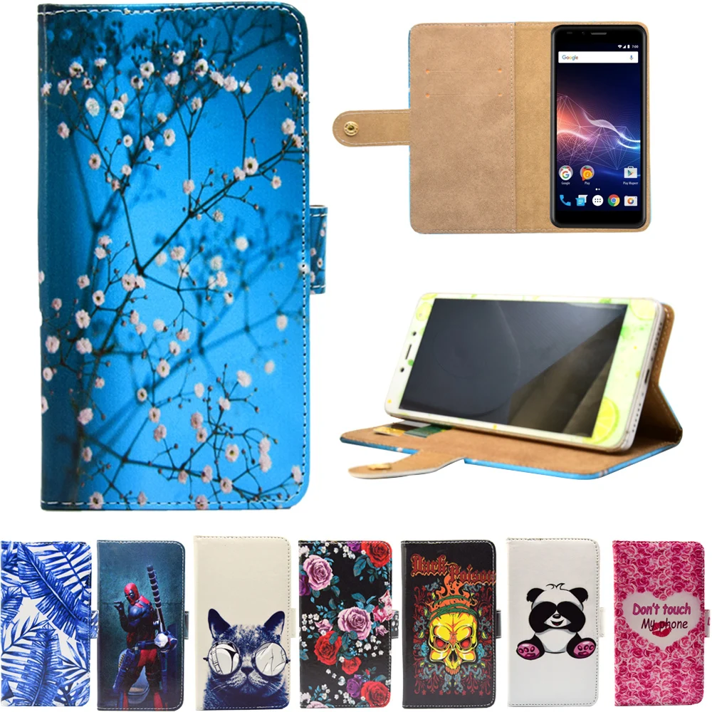 

New arrival PU Leather Phone Cases Cartoon Flip Wallet Stand Cover Case for Vertex Impress Click Impress Click NFC 5.0 phone