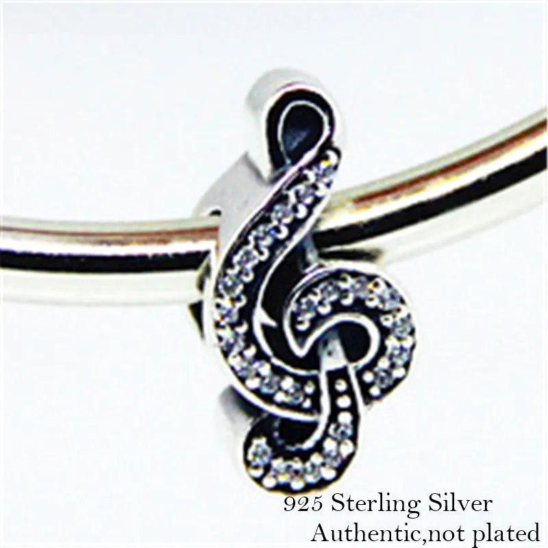 

Beads Sweet music 100% 925 Sterling Silver Clear Cz Charm Beads for Jewelry Making Fit Charms Bracelet Necklace DIY PF063