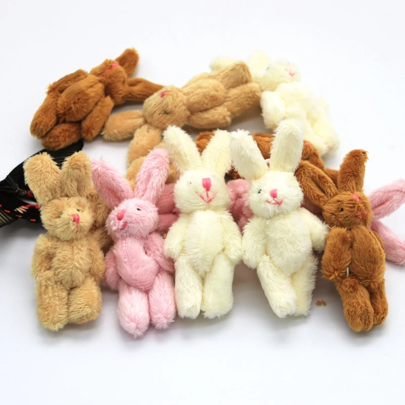 10PCS Mini 6CM Joint Rabbit Little Plush Stuffed TOY DOLL , Garment & Hair Accessories Decor Plush Toys Dolls