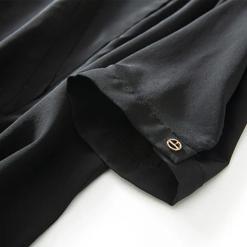 100% Heavy Silk Blouse V Neck 2 Colors Solid