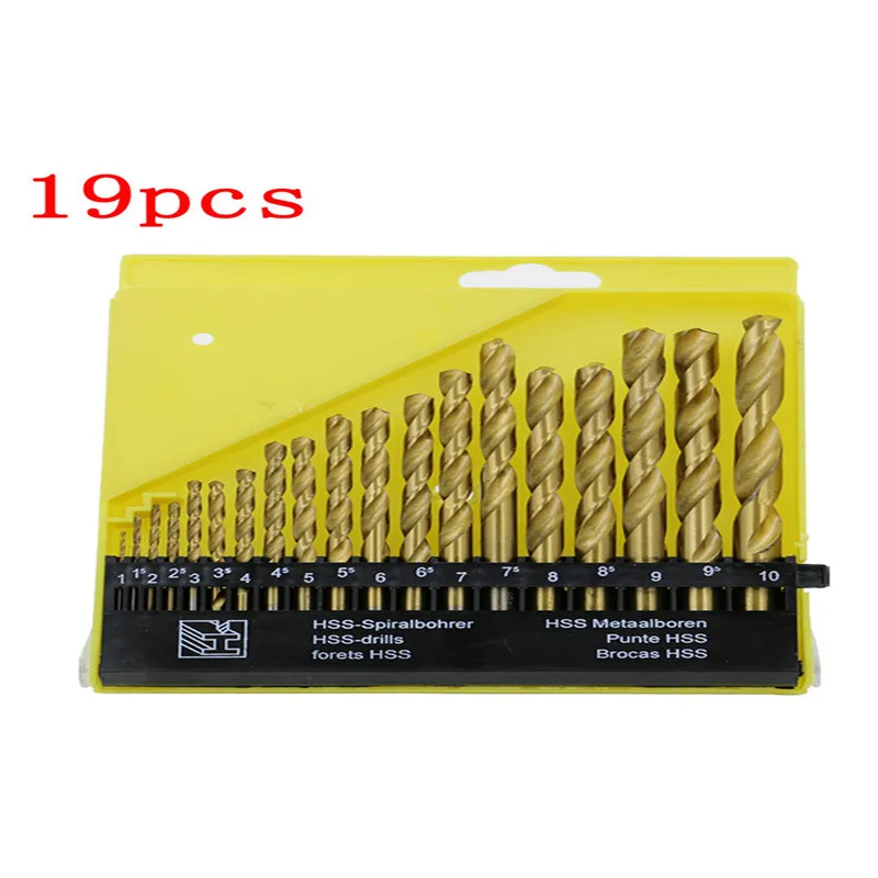 

New arrival drill set hss twist drill bit for woodworking 19 Piece HSS-Co Cobalt Metal Drill Bit Set 1mm-10mm