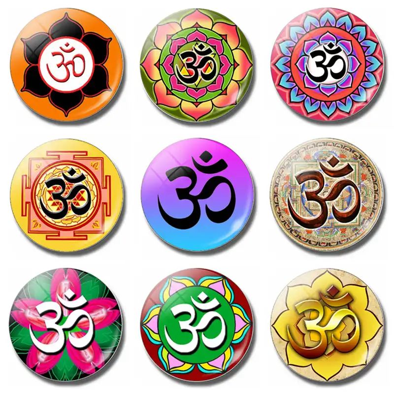 3 шт. Радуга Ом 30 мм магнит на холодильник Йога Мандала чакр индийский буддизм стекло магнитные стикеры на холодильник NoteHolder домашний декор