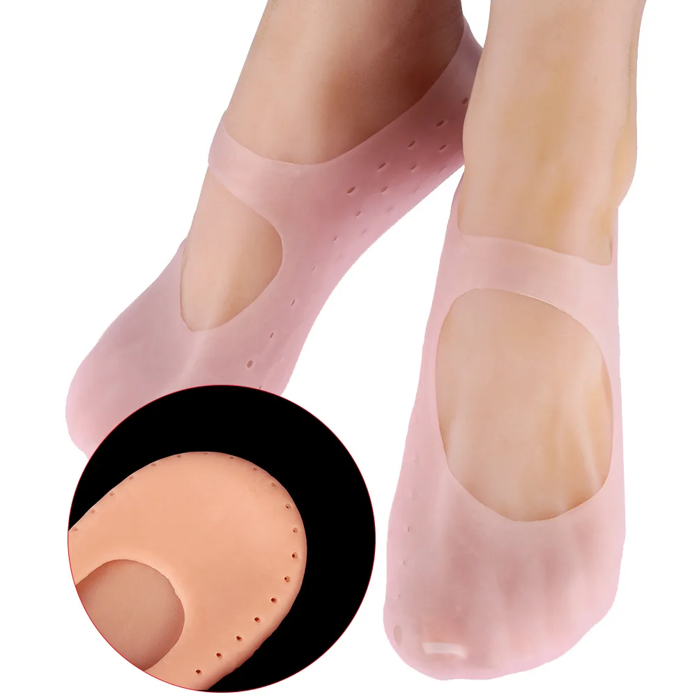 

1 Pair Gel Sock Silicone Foot Care Tool Feet Protector Pain Relief Crack Prevention Moisturize Dead Skin Removal Sock With Hole