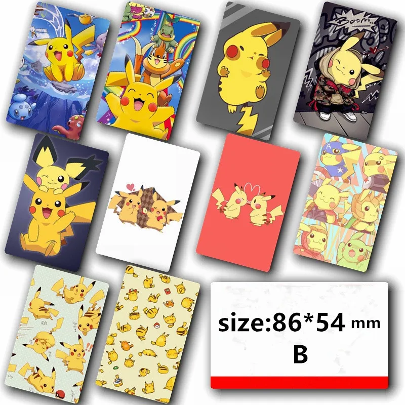 10PC/L Pokemon Card Sticker for Credit Card Decorations Pikachu Wall Sticker Amination Poster DIY Card Art Wallpaper Kids