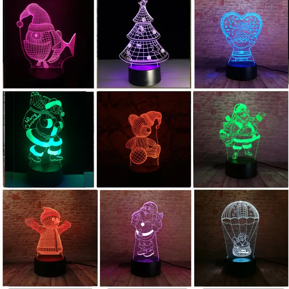 Xmas Series Christmas Decorations Home Party 3D Lamp LED Night Light Luminaria Santa Claus Tree Snowman Christmas&New Year Gifts Xmas Series Christmas Decorations Home Party 3D Lamp LED Night Light Luminaria Santa Claus Tree Snowman Christmas&New Year Gifts