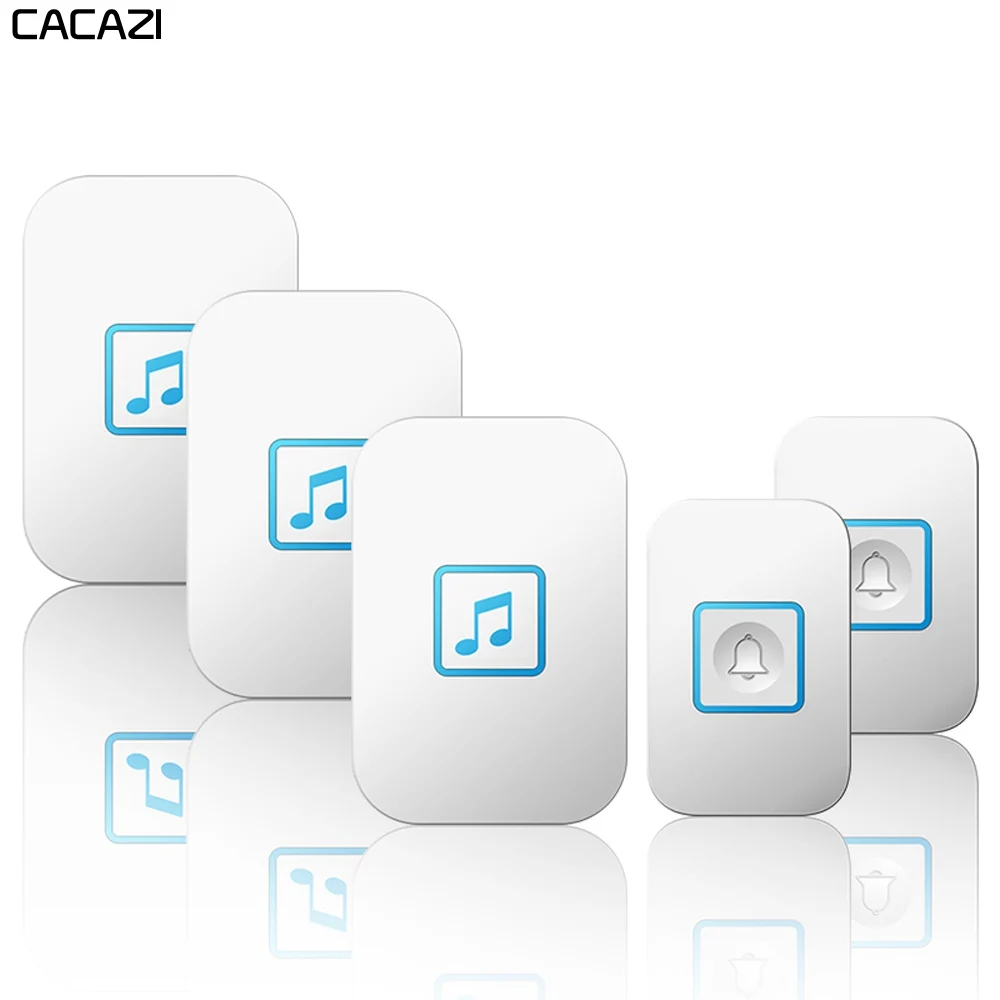

CACAZI Wireless Doorbell Waterproof 1 2 Transmitter 1 2 3 Receiver Smart Home Calling Bell Battery Chime US EU UK AU Plug