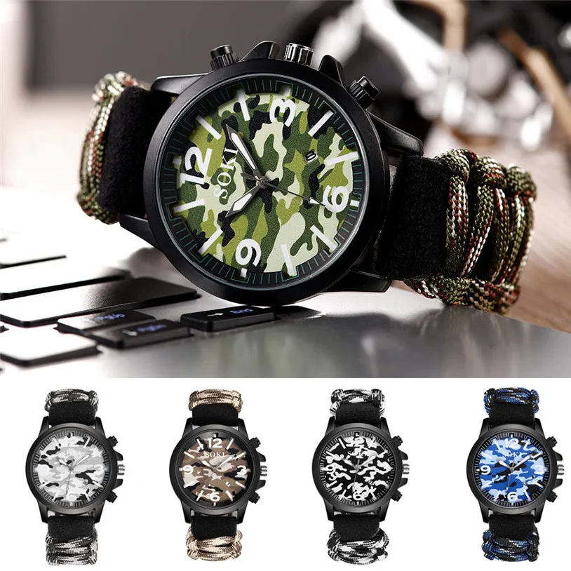 

Splendid New Design Mens Nylon Band Military Sports Analog Quartz Army Wrist Watch Clock Male relogio masculino 5N