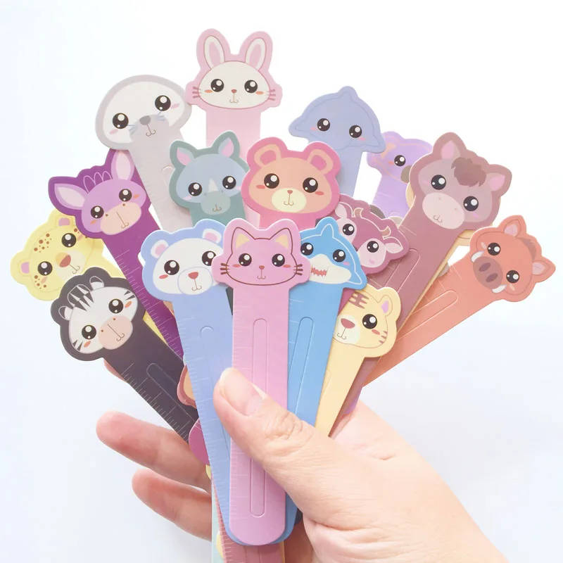 

J13 30 pcs/Pack Kawaii Cartoon Animals Paper Ruler Bookmark Marker of Page Notebook Decor Kids Gift