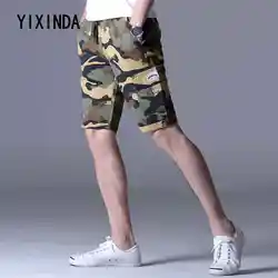 Yixinda бренда большой код 2018 лето новая мужская камуфляж Шорты пляж; повседневная