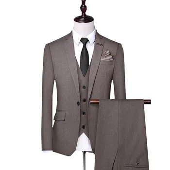 

(Jacket+Vest+Pants) 2019 spring fashion Men's Suits Fashion Classic suits Male Business Casual Bridegroom Wedding Suit