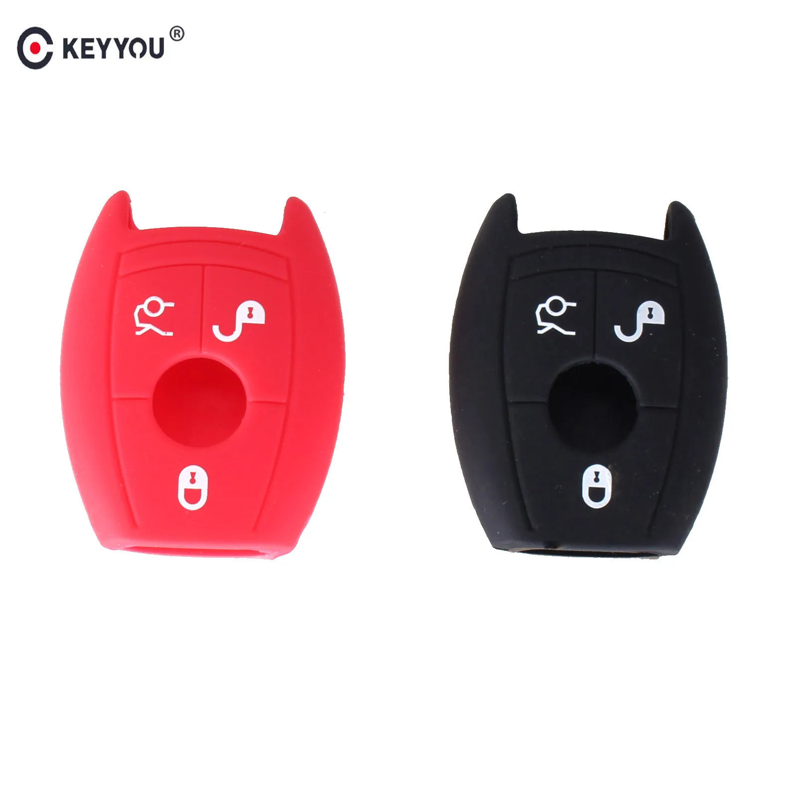 

KEYYOU 3 Buttons Silicone Cover Shell Key Fob Bag For MERCEDES BENZ C CL CLK E G GL M S SLK CLASS Remote Key Case