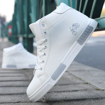 White High-Top Waterproof Leather Shoes 1